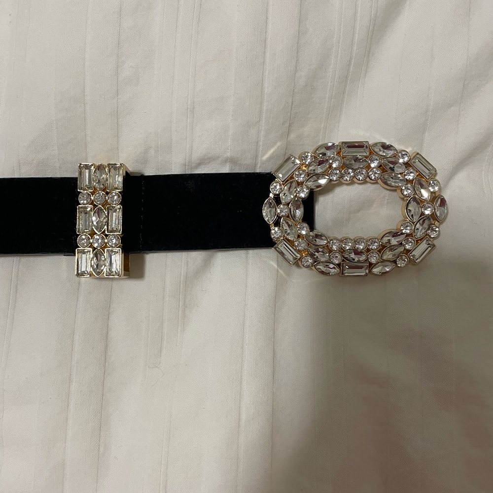 Zara black velvet belt with fabulous jewel buckle